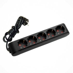 Viko Topraklı Beşli Priz 2mt Siyah