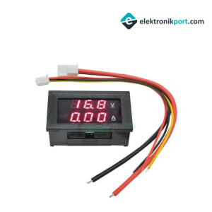Dijital Voltmetre Ampermetre Volt Akım Ölçer DC 0-100V 10A Kırmızı Led