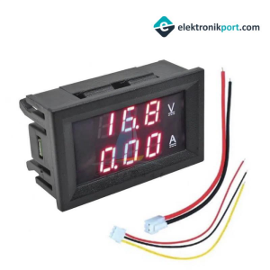 Dijital Voltmetre Ampermetre Volt Akım Ölçer DC 0-100V 10A Kırmızı Led