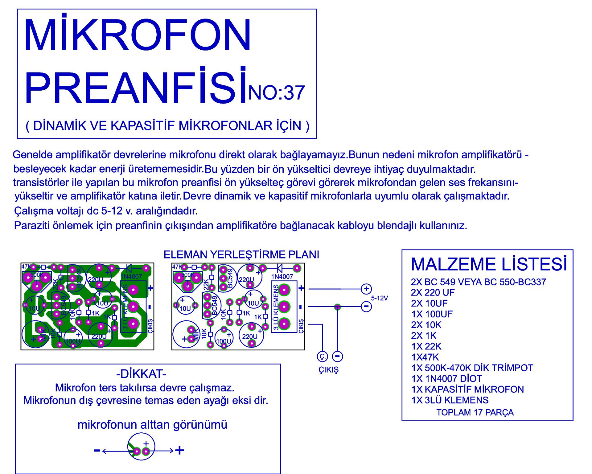 Mikrofon Preanfisi Demonte Kit Kendin Yap (NO:37)