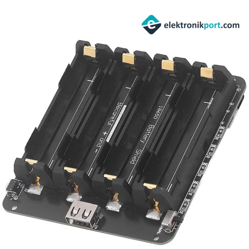 4'lü 18650 Lityum Pil Yuvası V8 Mikro USB