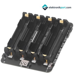 4'lü 18650 Lityum Pil Yuvası V8 Mikro USB