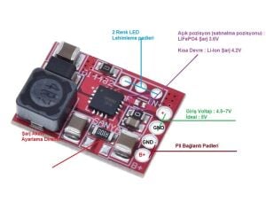 TP5000 4,2 V / 3,6 V 1A Lityum Pil Şarj Modülü