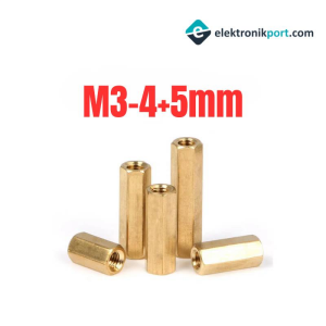 M3 x 4mm Pirinç Aralayıcı Distans - Dişi - Dişi M3x4+5mm