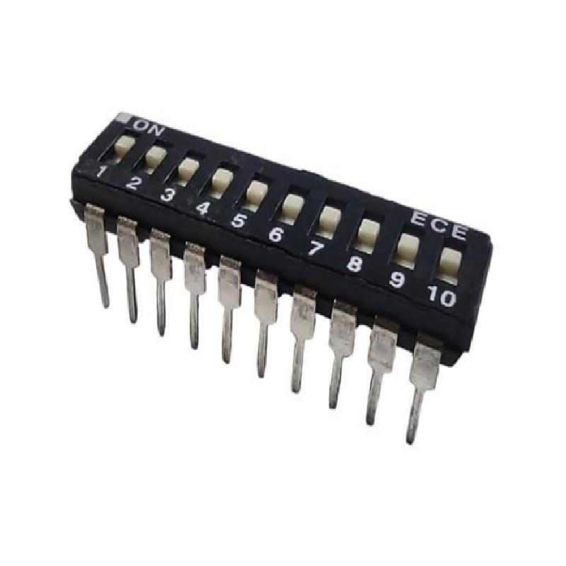 10'lu Dip Switch ON-OFF Siyah