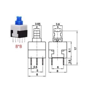 IC-198 6 Pin Kalıcı Buton (Switch) - 8x8mm