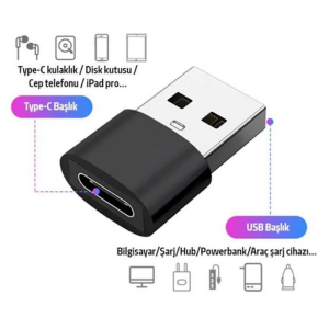USB Tip-A Erkek to USB Type-C Dişi Dönüştürücü Adaptör