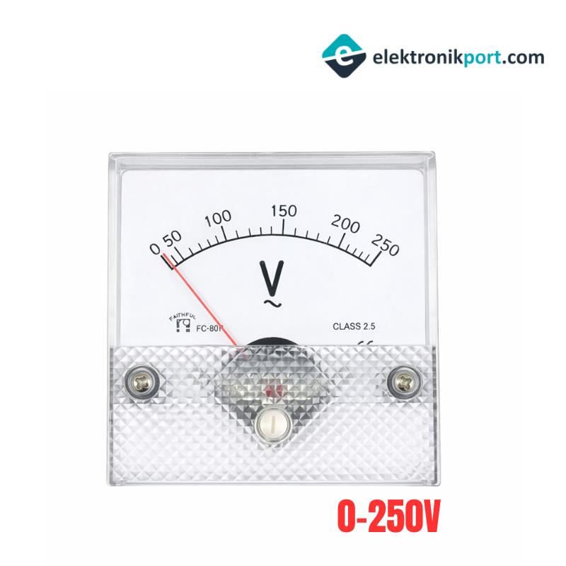 Voltmetre Analog 0-250V AC Gösterge - FC-80P 80x80mm