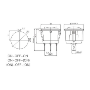 IC-134 Anahtar Yuvarlak Işıksız 3P On-Off-On 19mm Çap