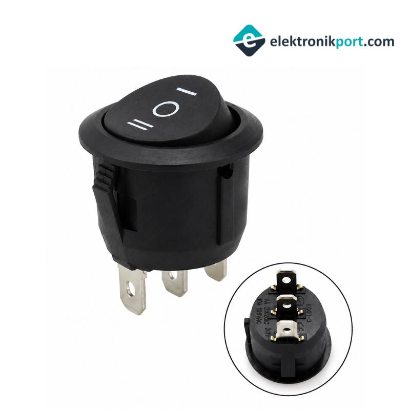 IC-134 Anahtar Yuvarlak Işıksız 3P On-Off-On 19mm Çap