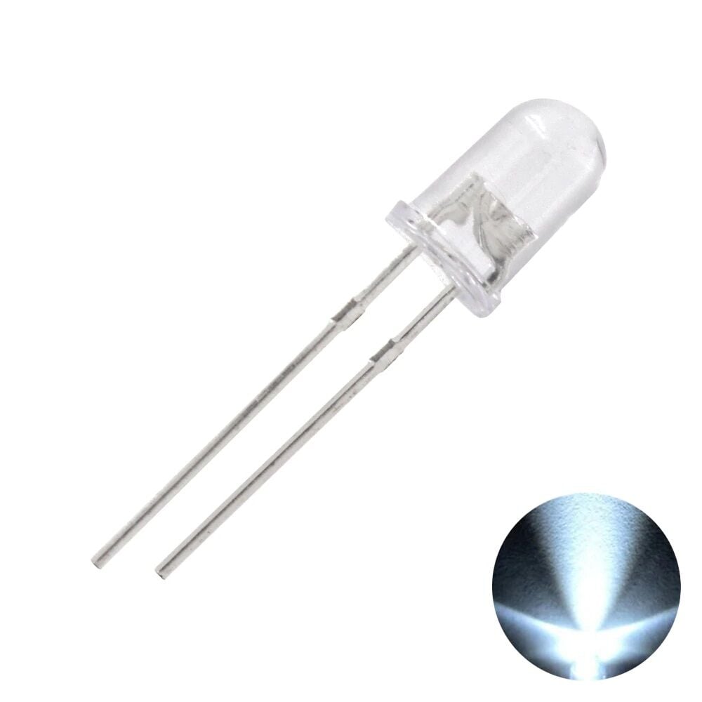 Led 5mm Beyaz Şeffaf (100 Adet)