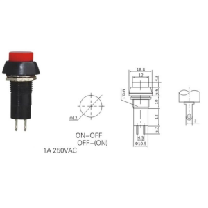IC-185 Anahtar Kalıcı Buton Kırmızı 12mm