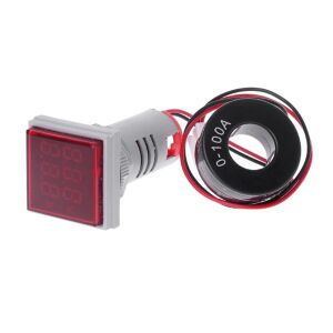 22mm Dijital Voltmetre Ampermetre Kare AC 60- 500V 0-100A Kırmızı