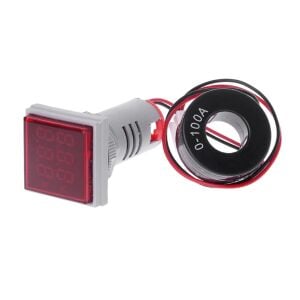 22mm Dijital Voltmetre Ampermetre Kare AC 60- 500V 0-100A Kırmızı