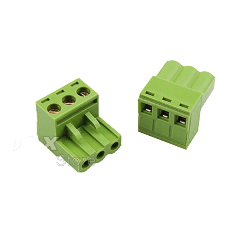 3 Pin 5,08mm Dişi Geçmeli Klemens  Yeşil