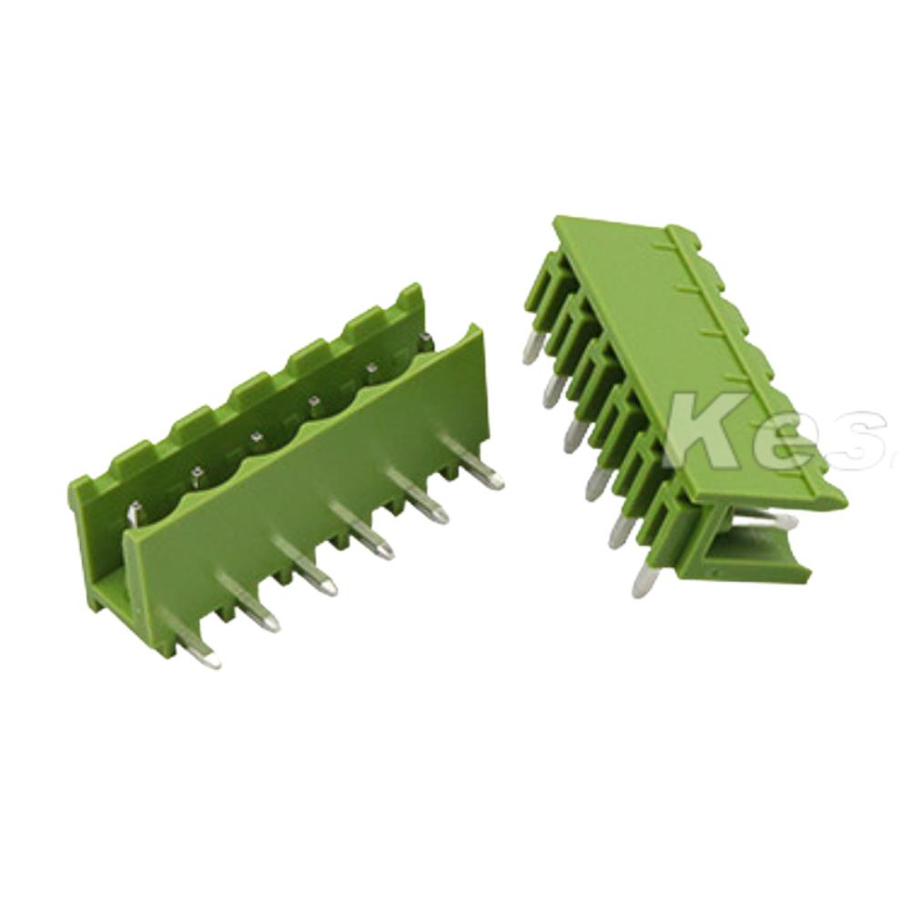 6 Pin Geçmeli Klemens 90' Erkek 5,08mm Yeşil