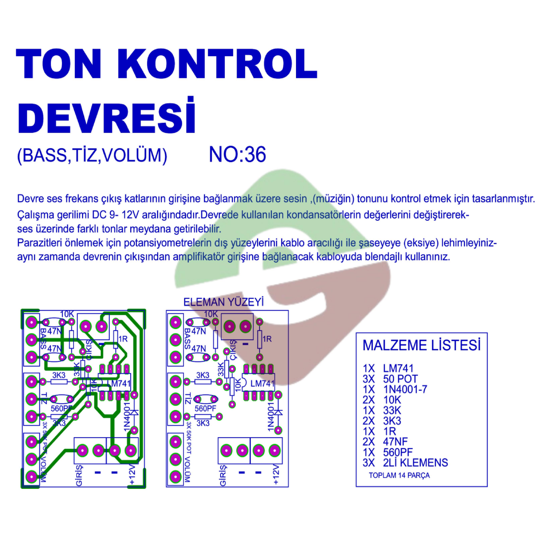 Ton Kontrol Demonte Kit Kendin Yap (NO:36)