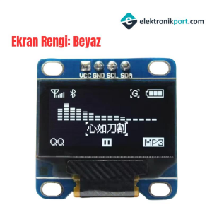 0,96 inch 128x64 4 Pin Beyaz OLED Ekran Modülü SSD1306