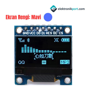 0,96 inch 128x64 4 Pin Mavi OLED Ekran Modülü SSD1306 Blue