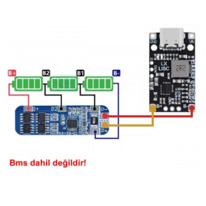 2S IP2326 1.5A 15W Lityum Pil Şarj Devresi Boost Modülü- Type-C