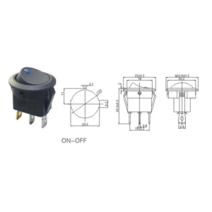 IC-132A Yuvarlak Nokta Işıklı Anahtar Mavi On-Off 3P 12Volt