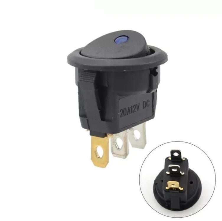 IC-132A Yuvarlak Nokta Işıklı Anahtar Mavi On-Off 3P 12Volt