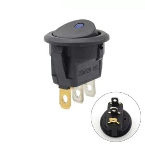IC-132A Yuvarlak Nokta Işıklı Anahtar Mavi On-Off 3P 12Volt