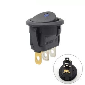 IC-132A Yuvarlak Nokta Işıklı Anahtar Mavi On-Off 3P 12Volt