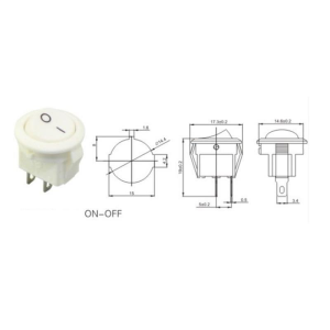 IC-134E   Mini (S) Yuvarlak Işıksız Anahtar On-Off 2P Siyah