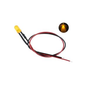 12V LED Kablolu 5 Adet 5mm Turuncu  Difused - 20 Cm