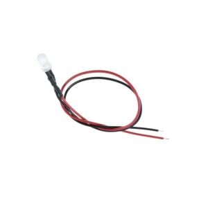 12V LED Kablolu 5 Adet 5mm Beyaz Şeffaf - 20 Cm