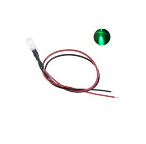 12V LED Kablolu 5 Adet 5mm Yeşil Şeffaf - 20 Cm