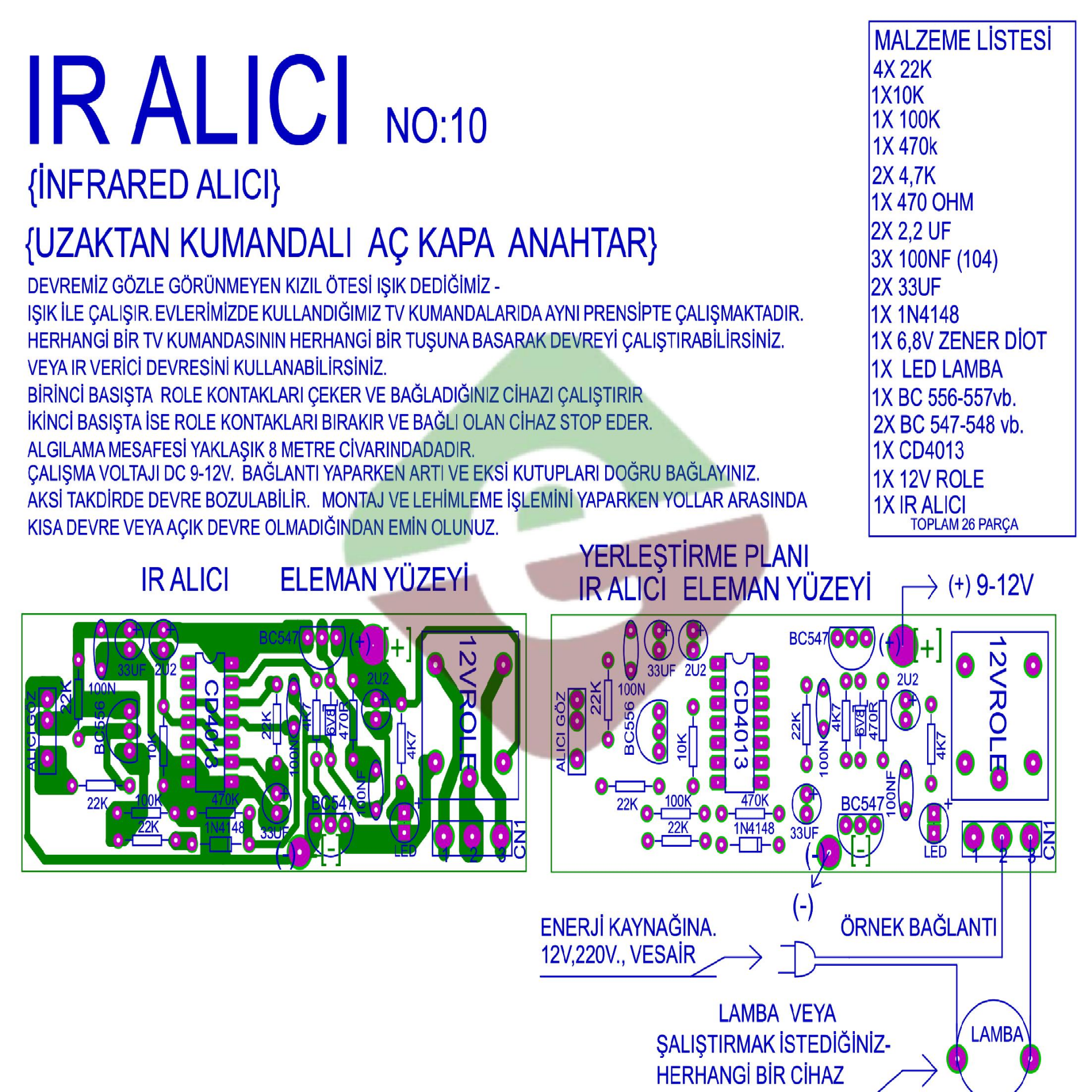 Röleli Uzaktan Kumanda Alıcı Demonte Kit Kendin Yap (NO:10)