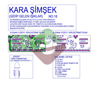 Kara Şimşek Devresi 12 Ledli Demonte Kit Kendin Yap (NO:18)