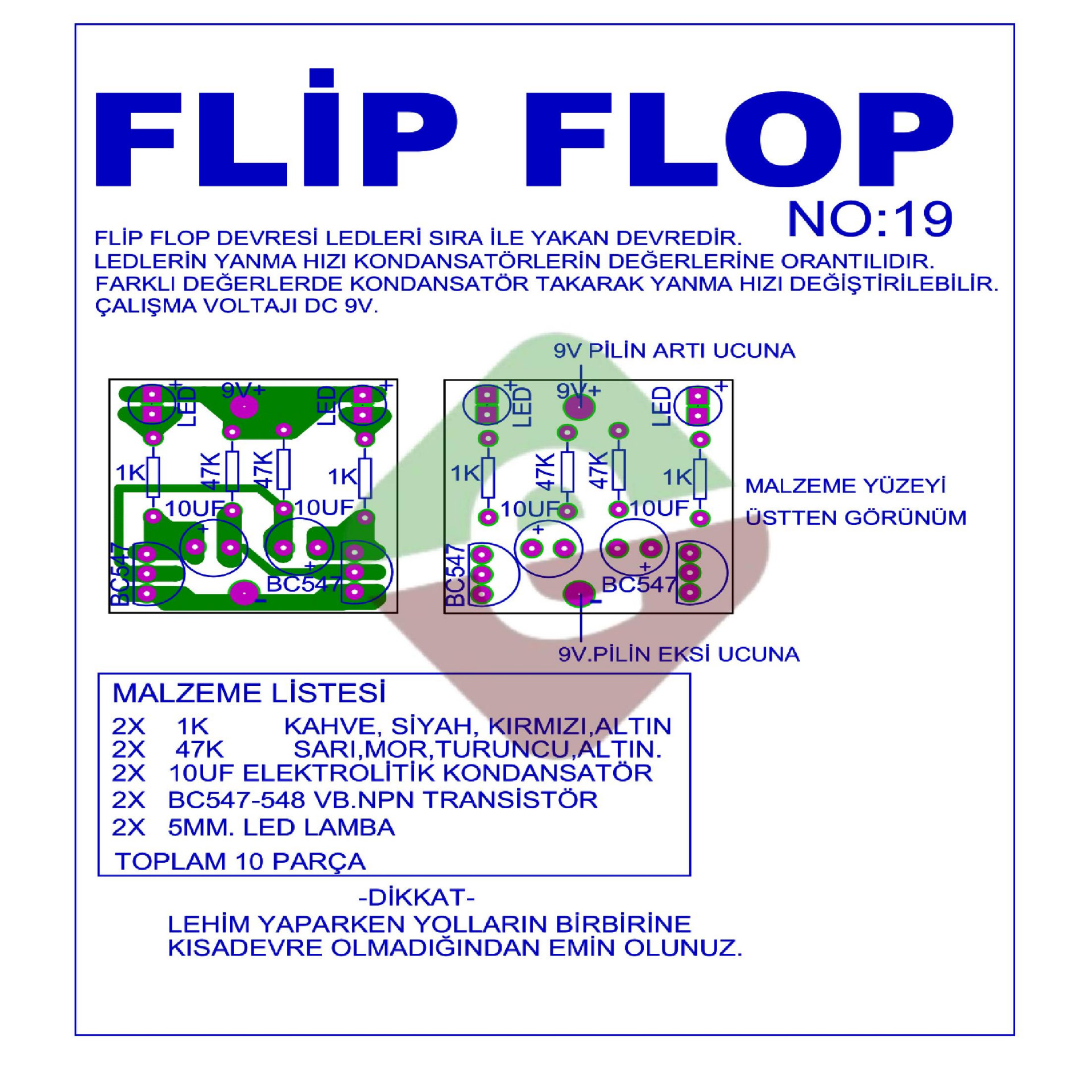 Flip Flop Devresi 2 Ledli Demonte Kit Kendin Yap (NO:19)