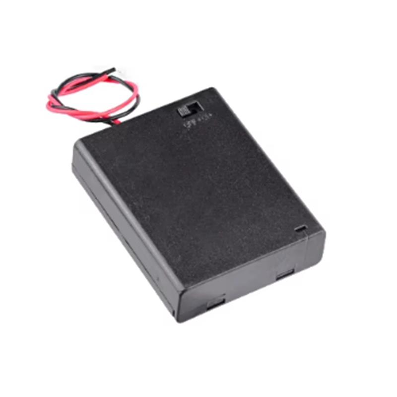 IC-233F 4'lü AA Pil Yuvası - Anahtarlı ve Kapaklı