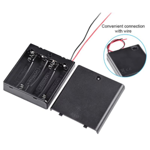 4'lü AA Pil Yuvası - Anahtarlı ve Kapaklı