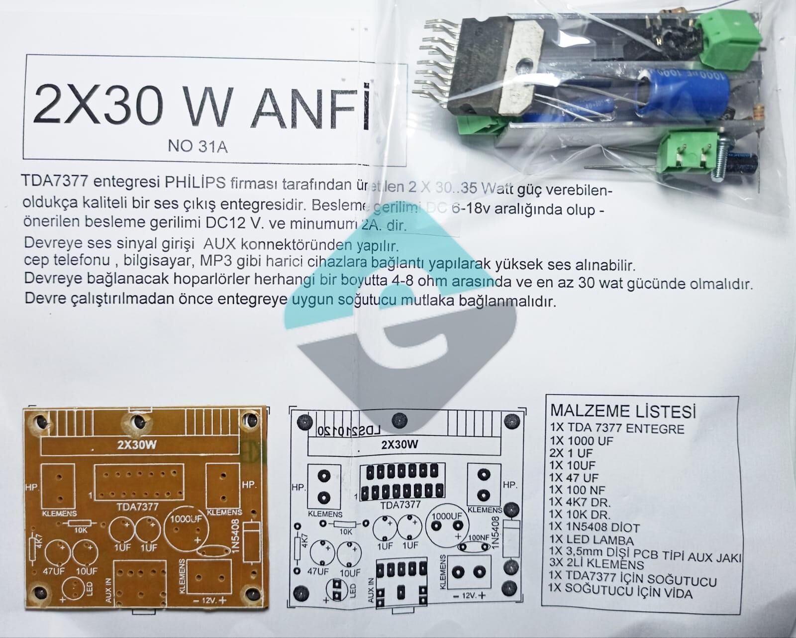 TDA7377 35W Anfi Devresi Demonte Kit Kendin Yap (NO:31A)