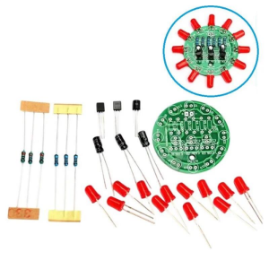 DC 3-5V Kırmızı Led Yuvarlak Dönen Işık Hobi Devresi DIY Lehimleme Kiti - Demonte(Montesiz)