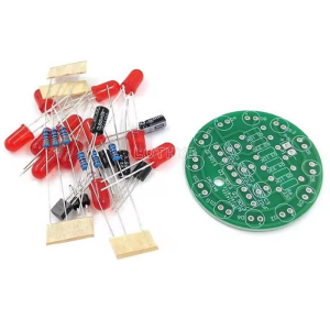 DC 3-5V Kırmızı Led Yuvarlak Dönen Işık Hobi Devresi DIY Lehimleme Kiti - Demonte(Montesiz)