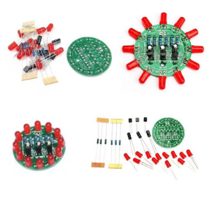 DC 3-5V Kırmızı Led Yuvarlak Dönen Işık Hobi Devresi DIY Lehimleme Kiti - Demonte(Montesiz)