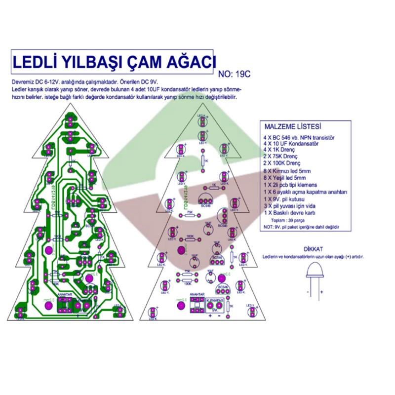 LEDli Yılbaşı Çam Ağacı Devresi Demonte Kit Kendin Yap (NO:19C)
