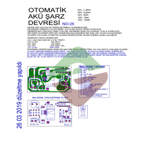 Otomatik Akü Şarj Devresi Demonte Kit Kendin Yap (NO:25)