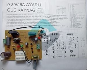 0-30V 5A Ayarlı Güç Kaynağı Kısa Devre Korumalı Montajlı
