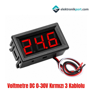 Voltmetre 0,56 Inch DC 0-30V Kırmızı 3 Kablolu Panel Tip