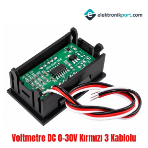 Voltmetre 0,56 Inch DC 0-30V Kırmızı 3 Kablolu Panel Tip