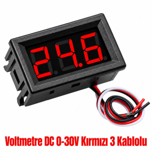 Voltmetre 0,56 Inch DC 0-30V Kırmızı 3 Kablolu Panel Tip