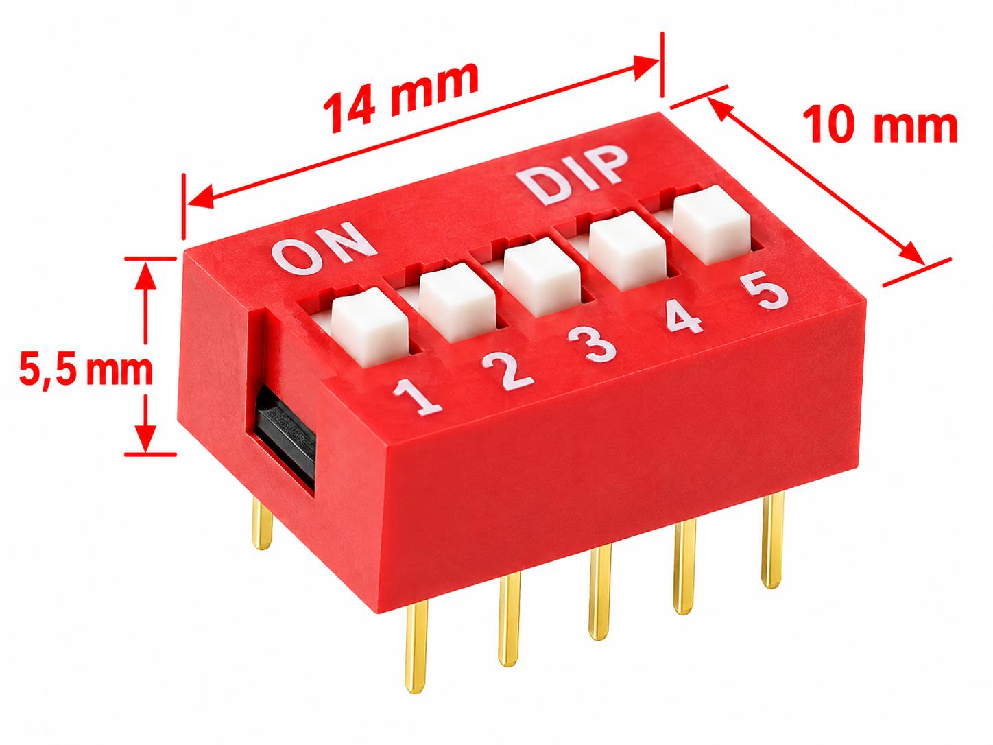 5li Dip Switch ON-OFF Kırmızı