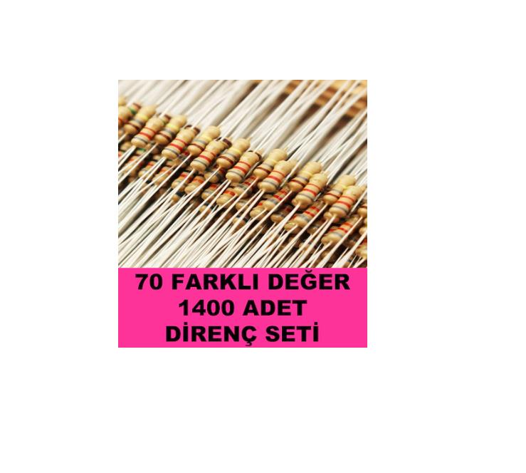 70 Çeşit 1400 Adet Süper Direnç Seti 1/4w Direnç Paketi