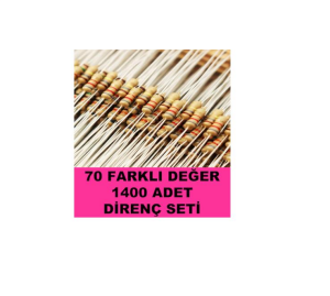 70 Çeşit 1400 Adet Süper Direnç Seti 1/4w Direnç Paketi